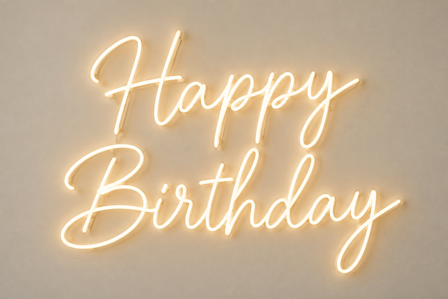 Illustrative Happy Birthday neon sign